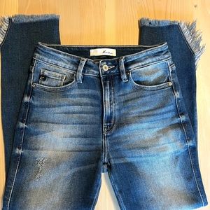 KanCan™ Skinny High Rise Frayed Slit Hem Jean.